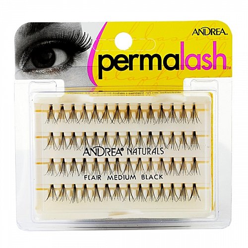 Пучки ресниц безузелковые (средние чёрные) Natural Medium, ANDREA